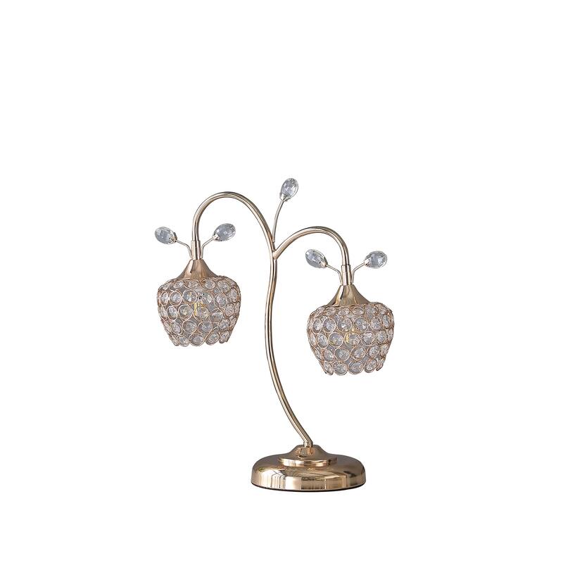 17.25 In. Rose Gold Floral Glam Metal Table Lamp