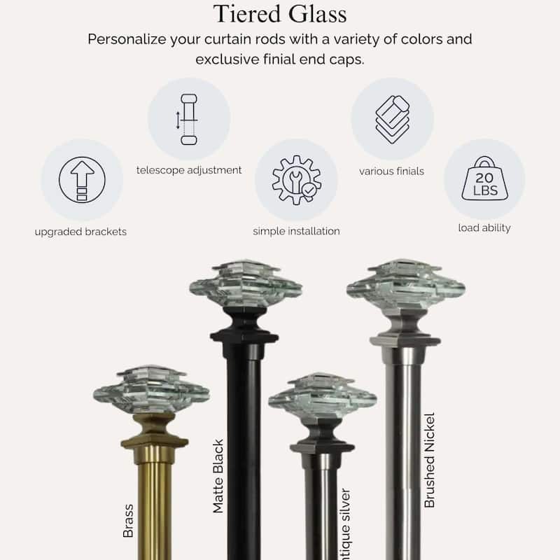 Linen Avenue Glass Square Double Window Curtain Rod Set