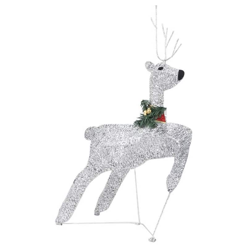 Outdoor 4 Reindeer n Sleigh Christmas Decoration, 100 LEDs, Cool White - Cool White