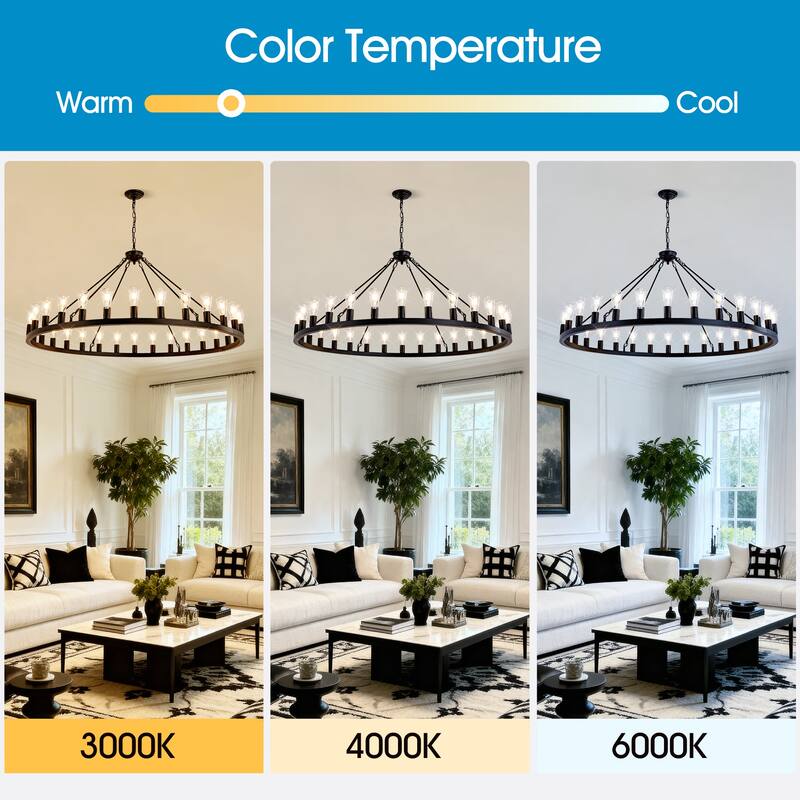 64 Inch Matte Black Wagon Wheel Chandelier With 30-Lights (No Bulbs)-E26