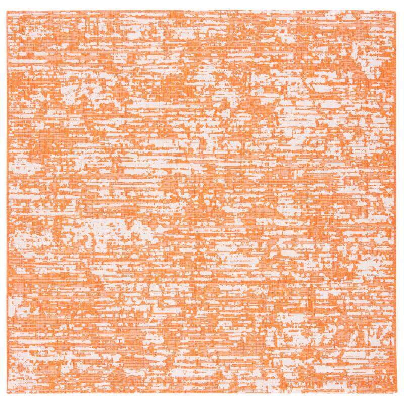 SAFAVIEH Courtyard Simcha Abstract Indoor/ Outdoor Waterproof Patio Backyard Rug - 6'7" Square - Orange/Ivory