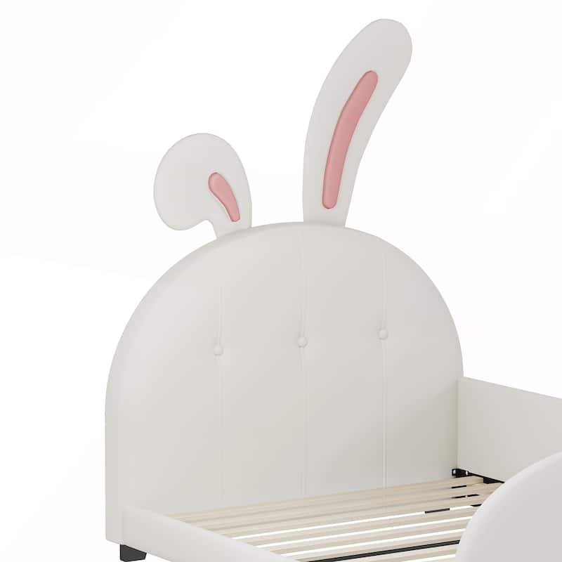 Twin size Upholstered Rabbit-Shape Princess Bed