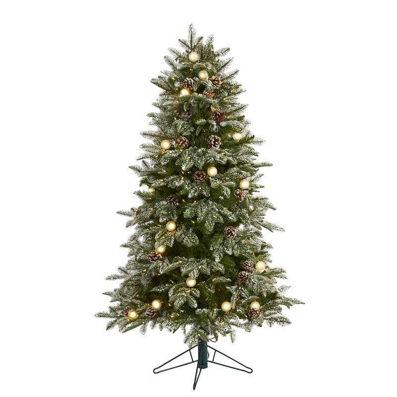 5' Flocked Whistler Mountain Fir Artificial Christmas Tree with 250 Warm White LED Light