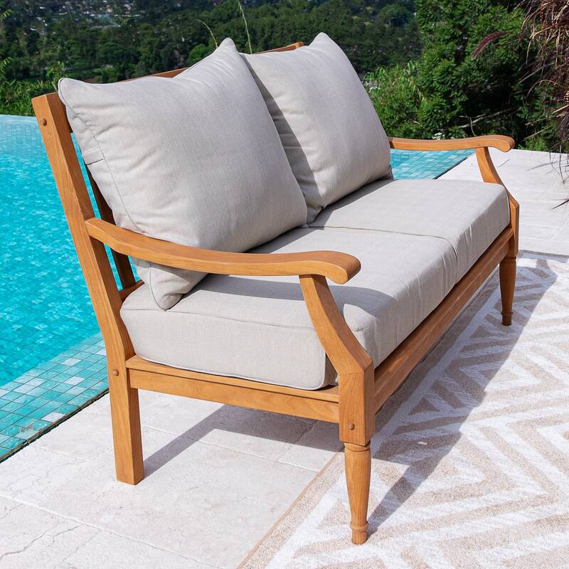 Cambridge Casual Livingston Teak Outdoor Loveseat with Cushion