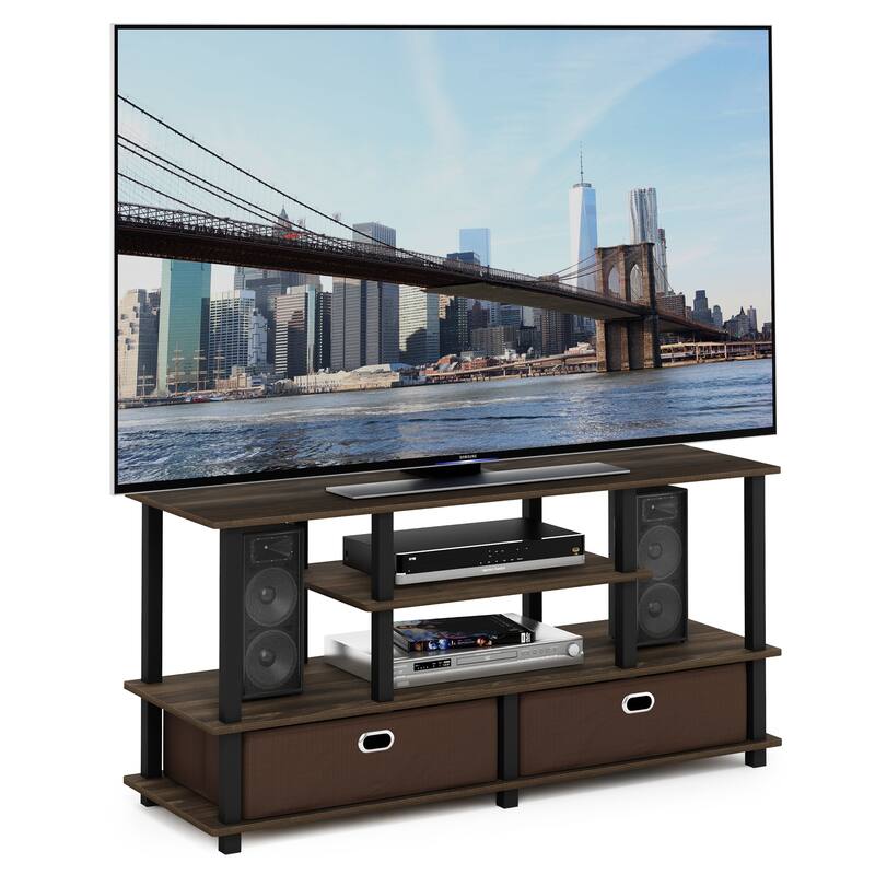 Furinno JAYA Large TV Stand for up to 50-Inch TV with Storage Bin