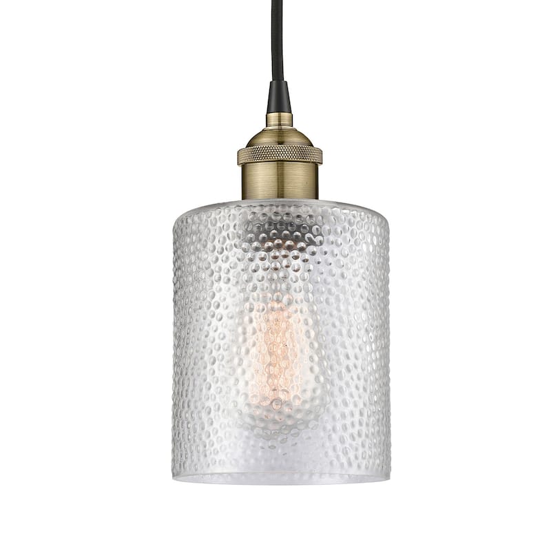 Innovations Lighting 616-1P-10-5 Cobbleskill Pendant Cobbleskill 5" - Black Antique Brass / Clear