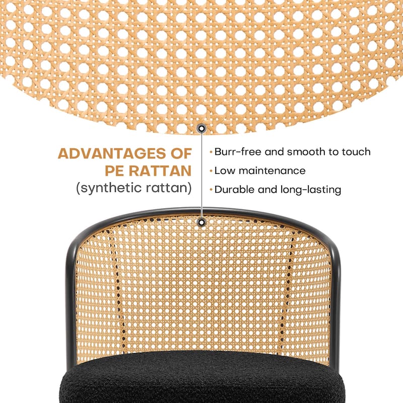 Upholstered Rattan Dining Chairs with Metal Legs Set of 2/4 - 29.92"H x 20.5"W x 23.03"D
