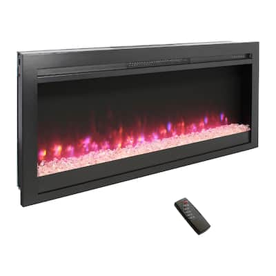 44" Wall Recessed Electric Fireplace with Remote and Multi Color Flame