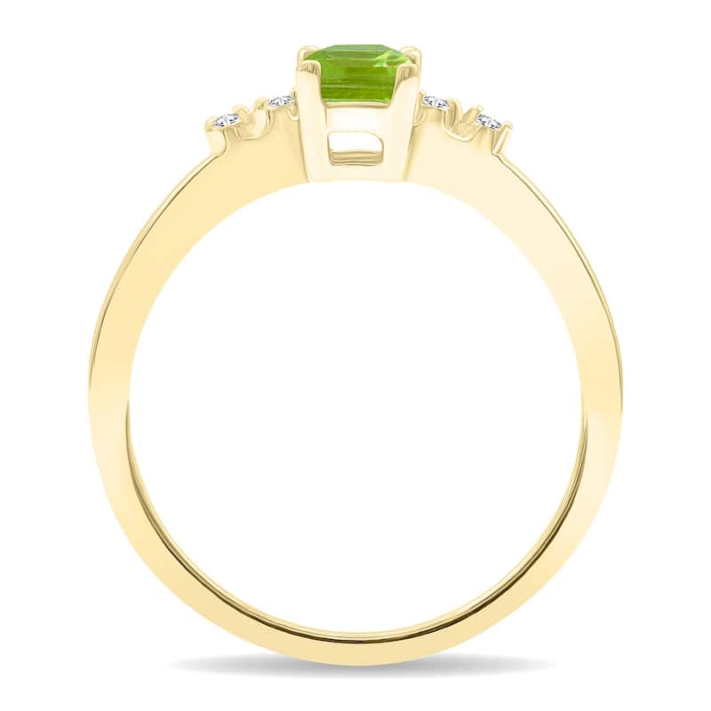 Women's Emerald Cut Peridot and Diamond Sparkle Ring in 10K Yellow Gold