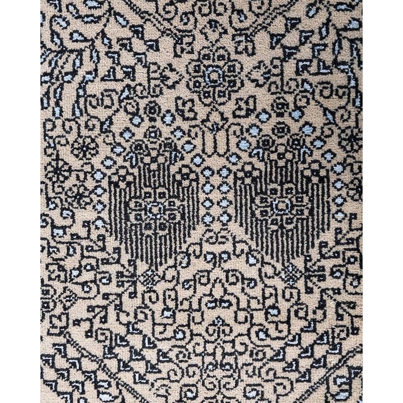 Ikat One-of-a-Kind Hand-Knotted Area Rug - Beige, 8' 1" x 10' 0" - 8' 1" x 10' 0"