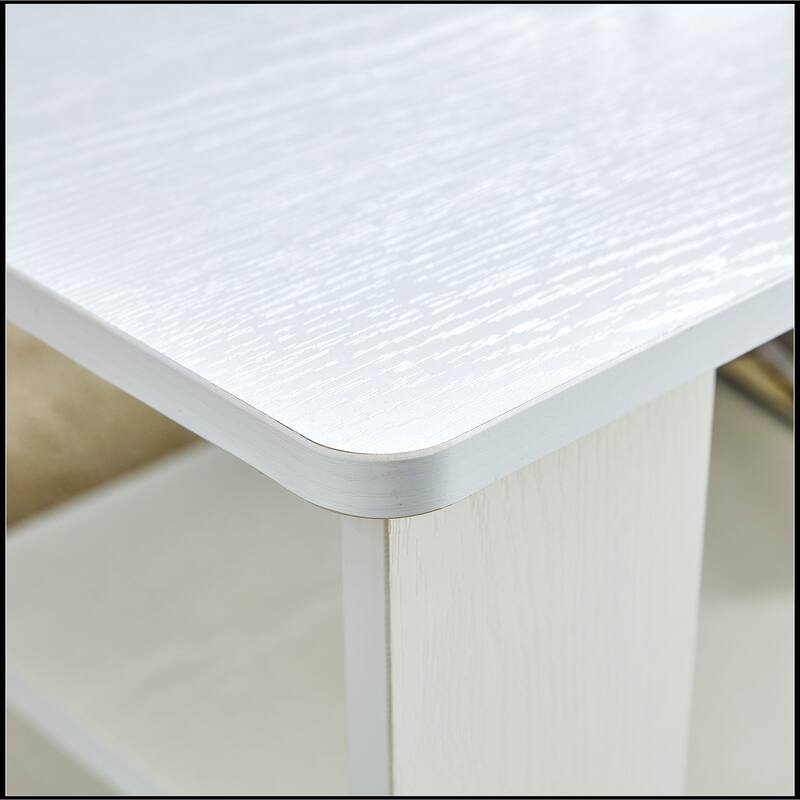 White MDF Double Layered Coffee Table