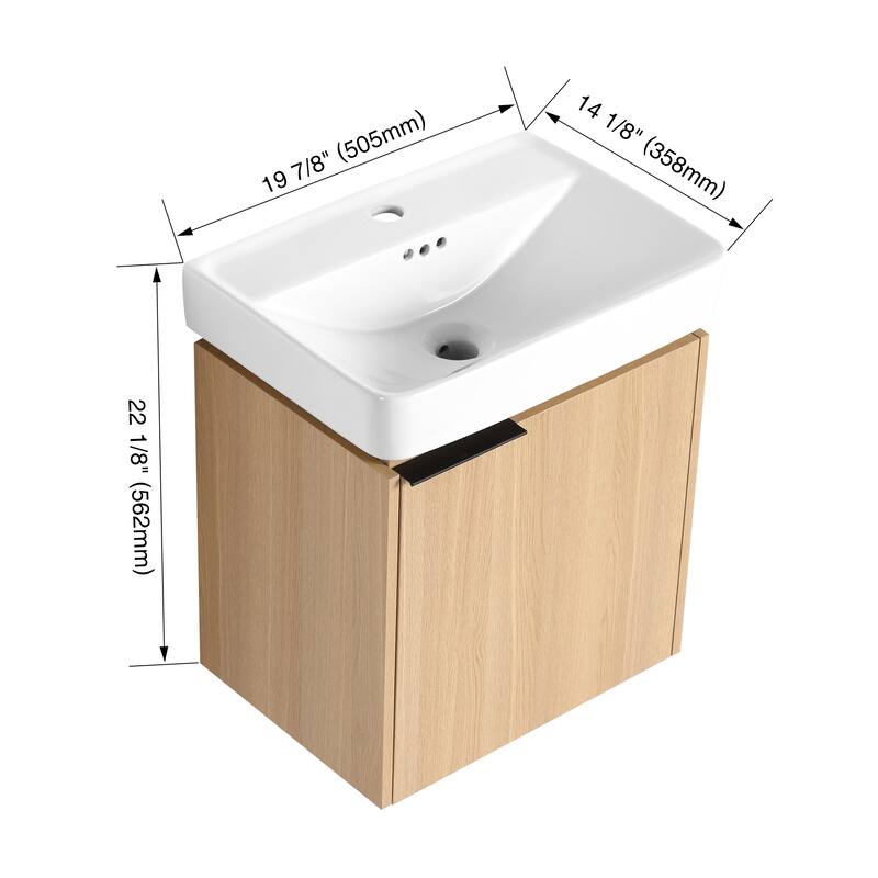 Plywood Wall-Mounted Bathroom Vanity with Integrated Resin Sink