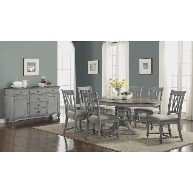 Plymouth Gray Wood Pedestal Dining Table - 72" x 30" x 54"