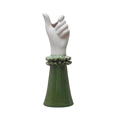 Stoneware Hand Vase with Ruffled Shirt Sleeve