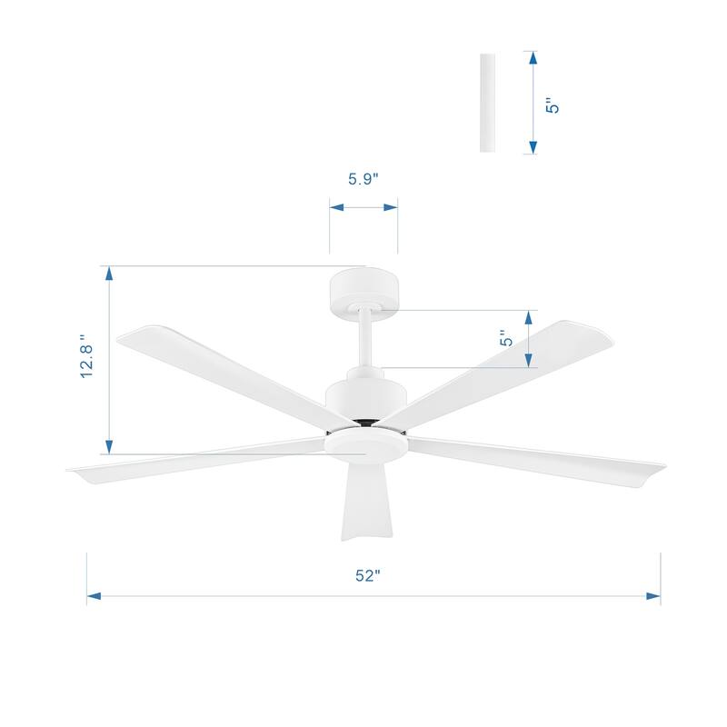 52-Inch 5-Blade Ceiling Fan with Remote without Light