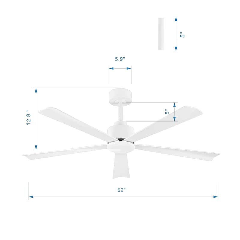 52-Inch Black/White Ceiling Fan with Remote Without Light(5-Blade)