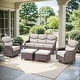preview thumbnail 159 of 187, Outdoor Patio Sofa Swivel Chair with 6-Inch Thick Cushions Set 5PCS Sofa w/ Swivel Chair Ottoman - Brwon Wicker Beige Cushion