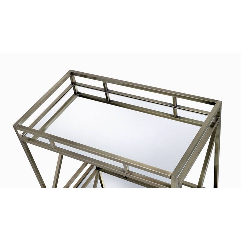 Kristensen Mirrored & Antique Gold Finish Serving cart