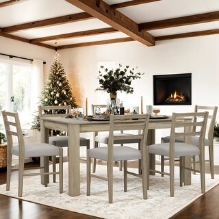 7-Piece Extendable Dining Table Set With 6 Dining Chairs for Home - Bed ...