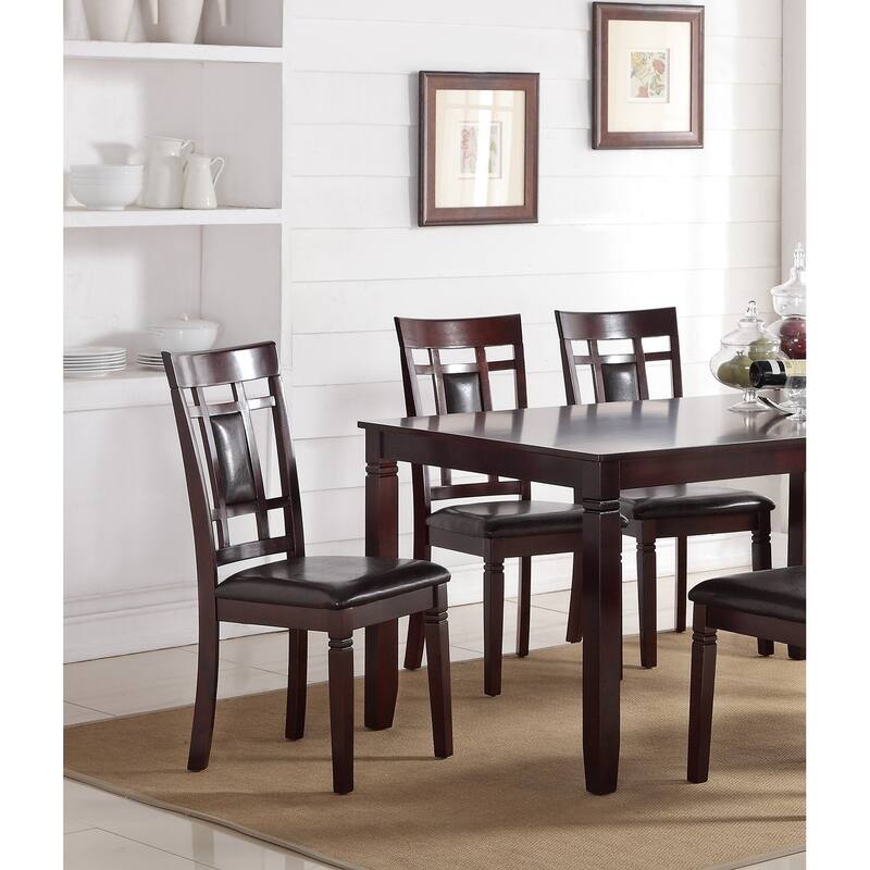 Modern Contemporary 7pc Dining Set Espresso Finish Unique Eyelet Back 6x Side Chairs Cushion Seats Dining Room Furniture