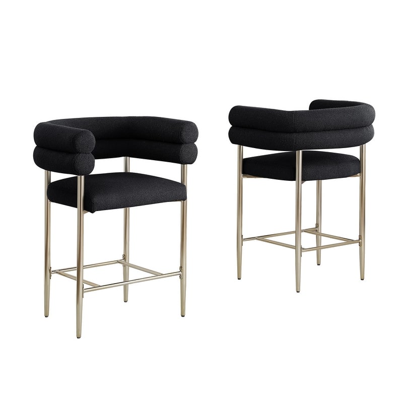 Best Quality Furniture Teddy Faux Fur Upholstered Chairs with Gold Chrome Legs (Set of 2)
