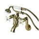 preview thumbnail 32 of 34, Kingston Brass Tub Wall Mount Clawfoot Tub Faucet with Hand Shower Antique Brass