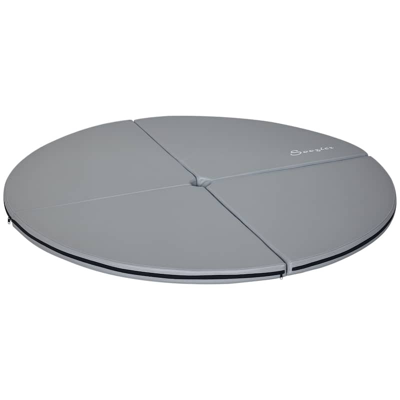 Soozier 2" T x 5' W Round Folding Portable Pole Dance Crash Mat - Light Gray
