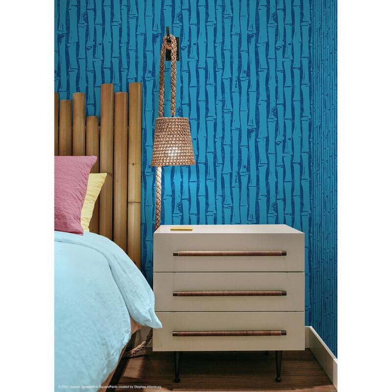 RoomMates SpongeBob SquarePants Bamboo Blue Peel and Stick Wallpaper - N/A