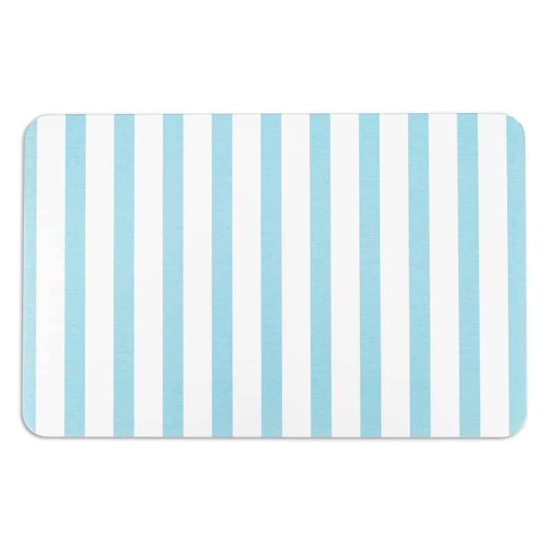 Artsy Mats Blue Stripe White Stone Non Slip Bath Mat