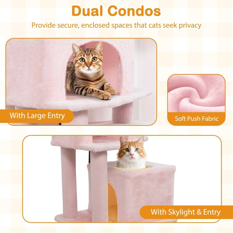 Gymax 57'' Cat Tree for Indoor Cats w/Dual Condos Hammock Sisal