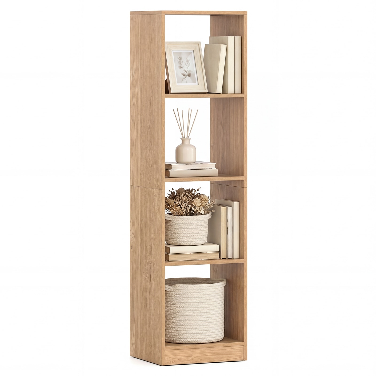 Gymax 5-Tier Bookshelf Corner Bookcase Storage Display Organizer w/ 4