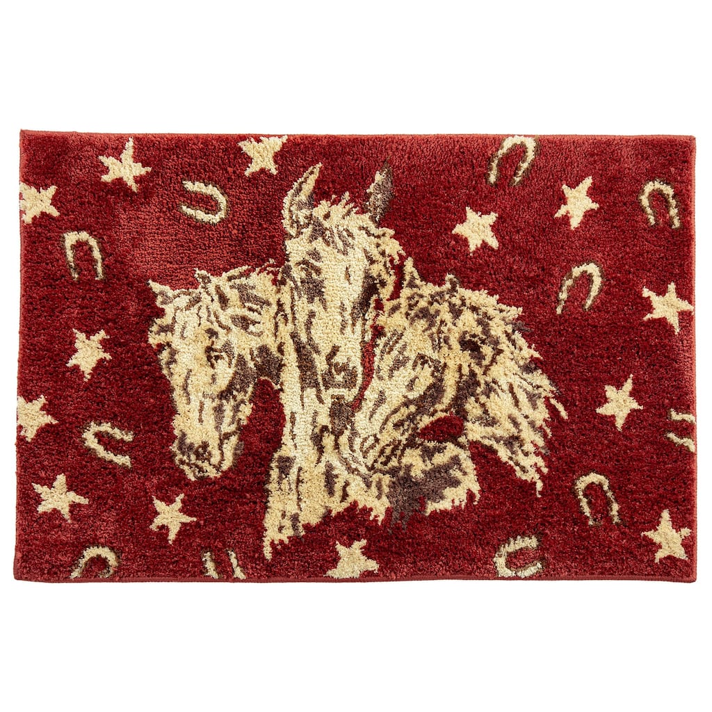 Tasha Polizzi for Paseo Road Patchwork Bandana Red Horses Jacquard Bath & Kitchen Rug, 24" x 36"
