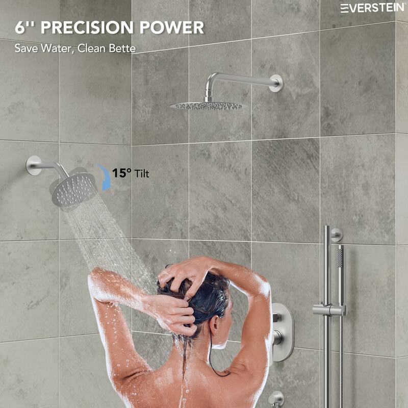 Shower System Dual Shower Heads 10 & 6 in Rainfall High Pressure Shower Faucet Set with Slide Bar Handheld Spray
