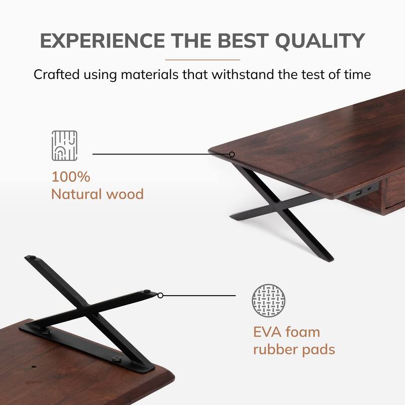 Jani Wood Monitor Stand Riser Desk - Ergonomic Design Stand, Desktop Organizer Table for Home, Office Workspace, Gaming Desk