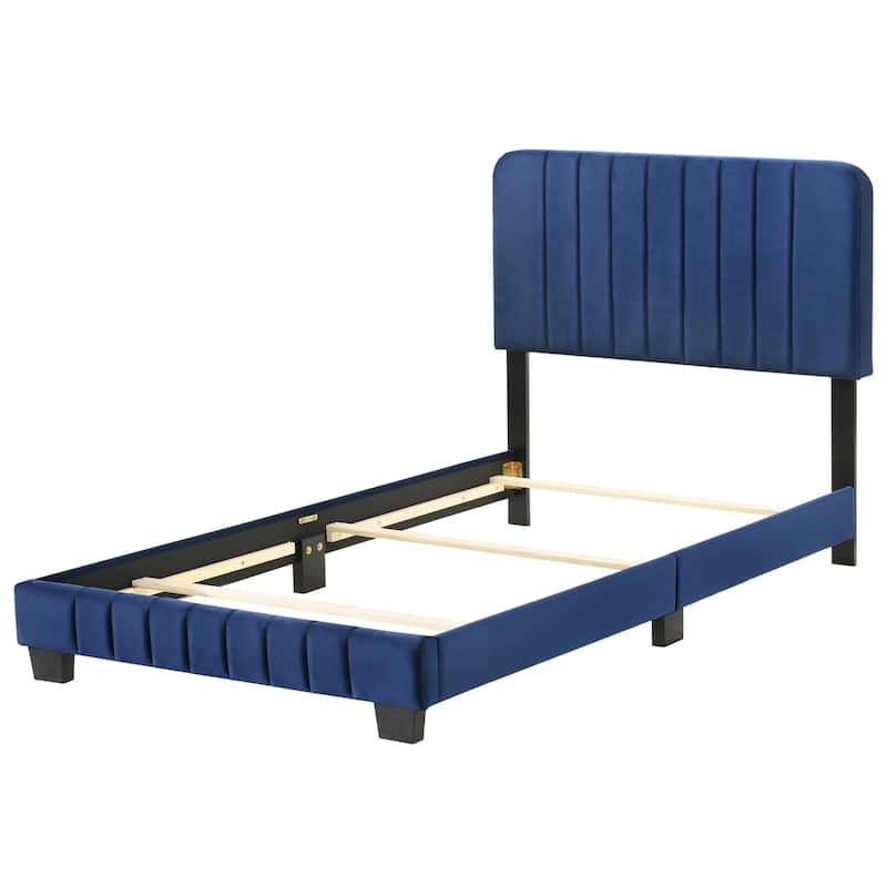 Navy Blue Upholstered Twin Bed with Modern Frame, Stylish Bedroom Furniture for Kids, Teens or Guest Rooms