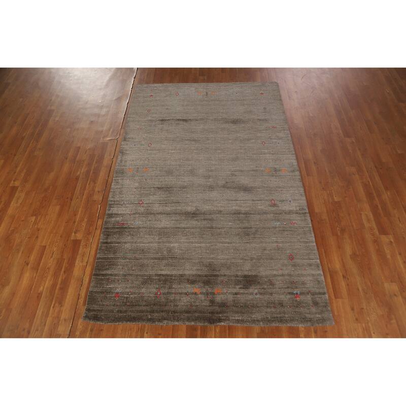 Hand Knotted Oriental 100% Wool Carpet Tribal Tribal Brown Gabbeh Area Rug - 8' 1'' X 5' 0''