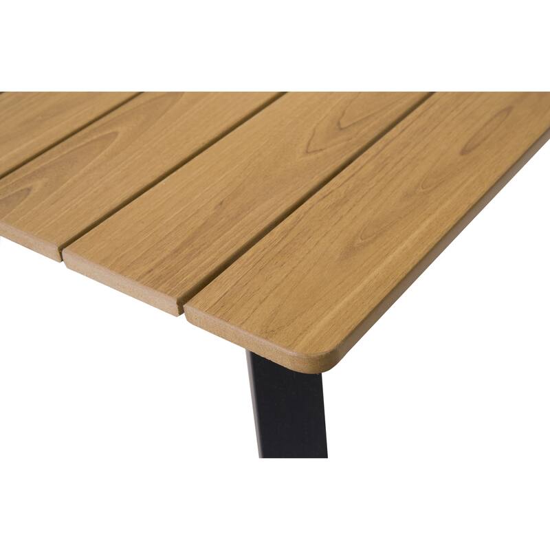 Outdoor Folding Dining Table for 4-6, Steel Frame with Umbrella Hole for Patio, Garden, Backyard, Deck, Poolside