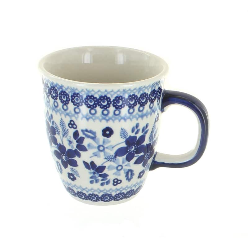 Blue Rose Polish Pottery Manufaktura Coffee Mug - Vintage Blue Daisy
