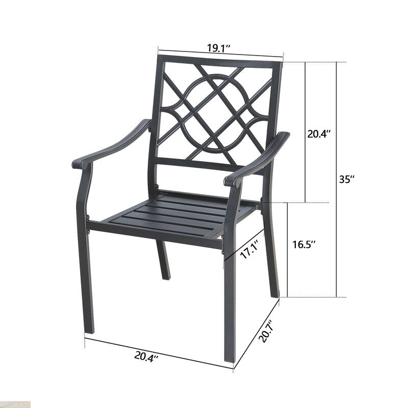 Patio Dining Chairs Outdoor Chair Set with Steel Frame and Armrest