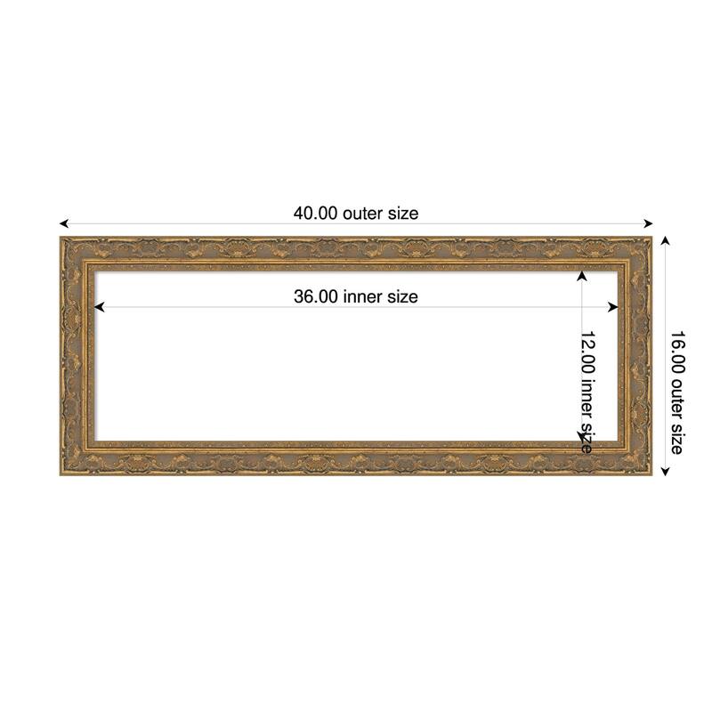 Filigree Framed Dry Erase Magnetic Board - 40 x 16 in - Filigree Gold