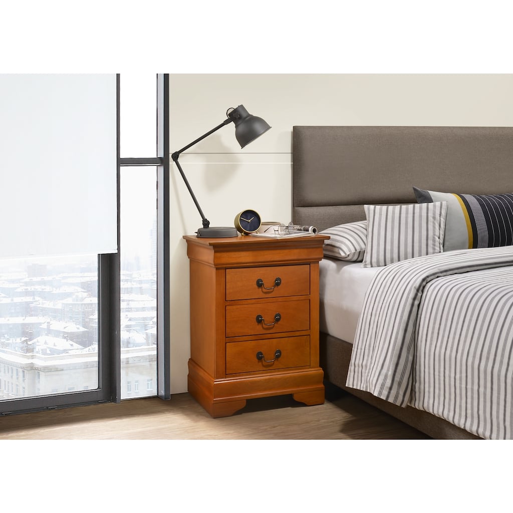 Oak Nightstand 29x21x16 with Three Spacious Drawers, Solid Wood Bedside Table for Bedroom Storage and Warm Classic Accent