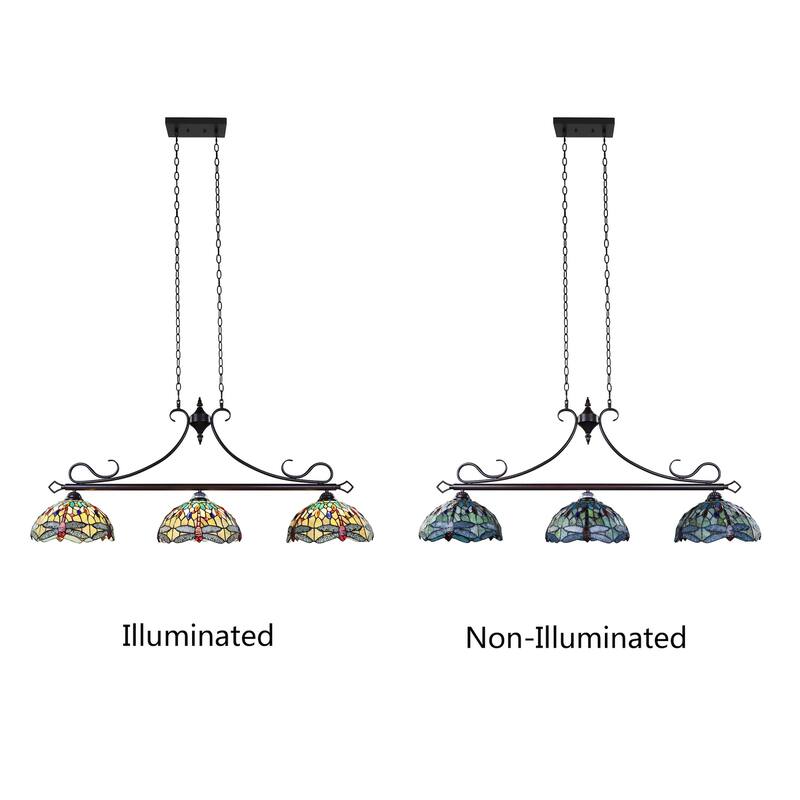 Tiffany Style Dragonfly Design 3-light Linear Island Fixture
