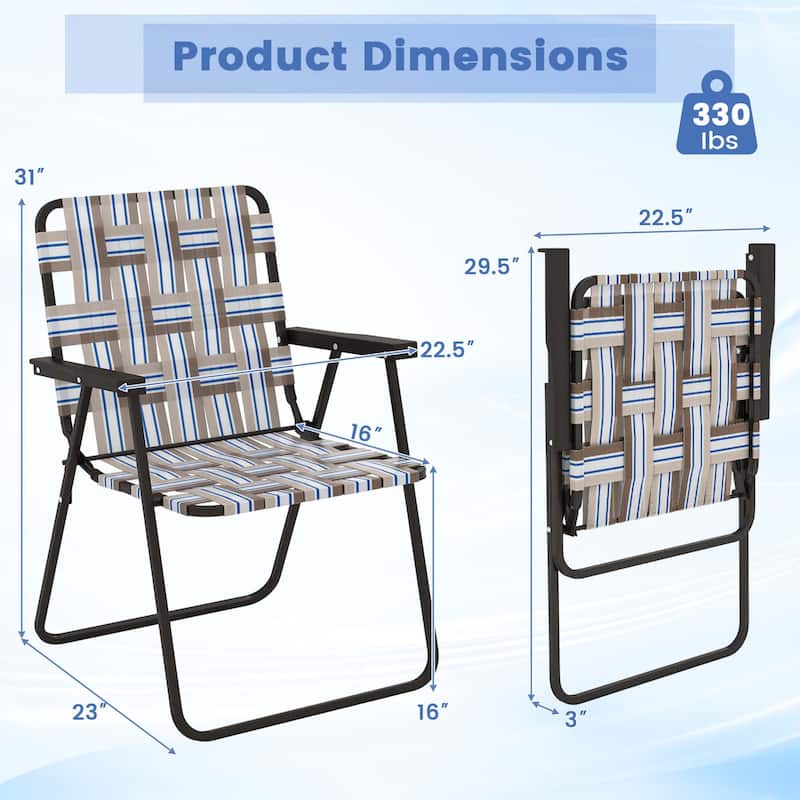 2/4/6 PCS Patio Folding Chair Portable Lawn Chairs with Armrest