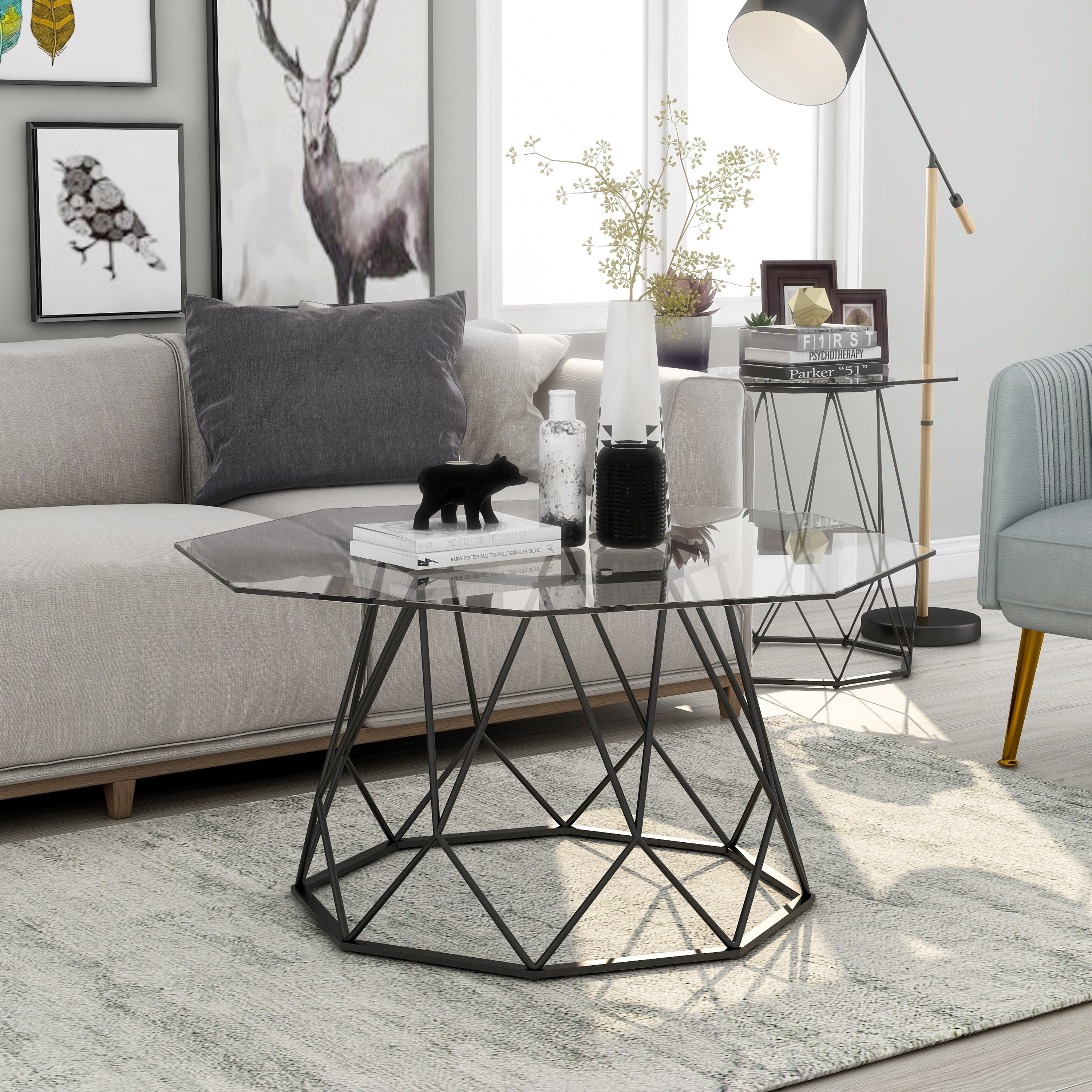 Furniture of America Parisa Contemporary 36-inch Glass Top Coffee Table