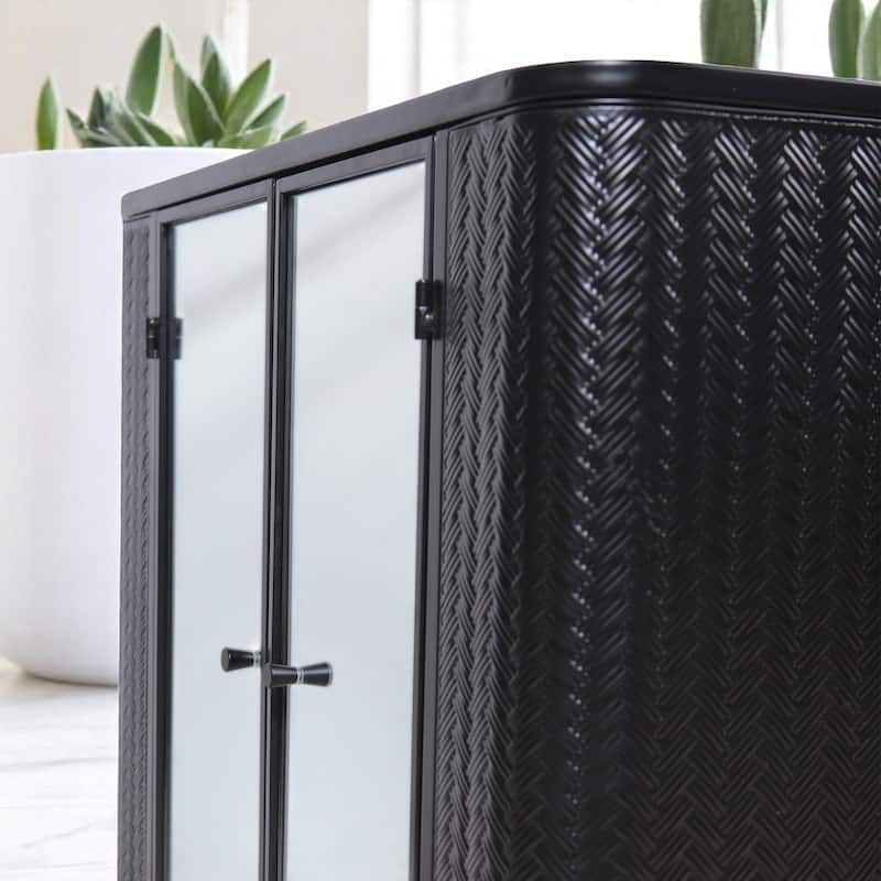 Farmhouse Wall Bathroom Storage Cabinet with Mirror Doors and Open Compartment, Steel Frame, Powder Coated