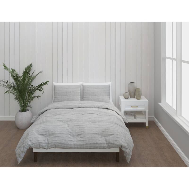 Laurel & Mayfair Waffle Textured Comforter Set, Grey