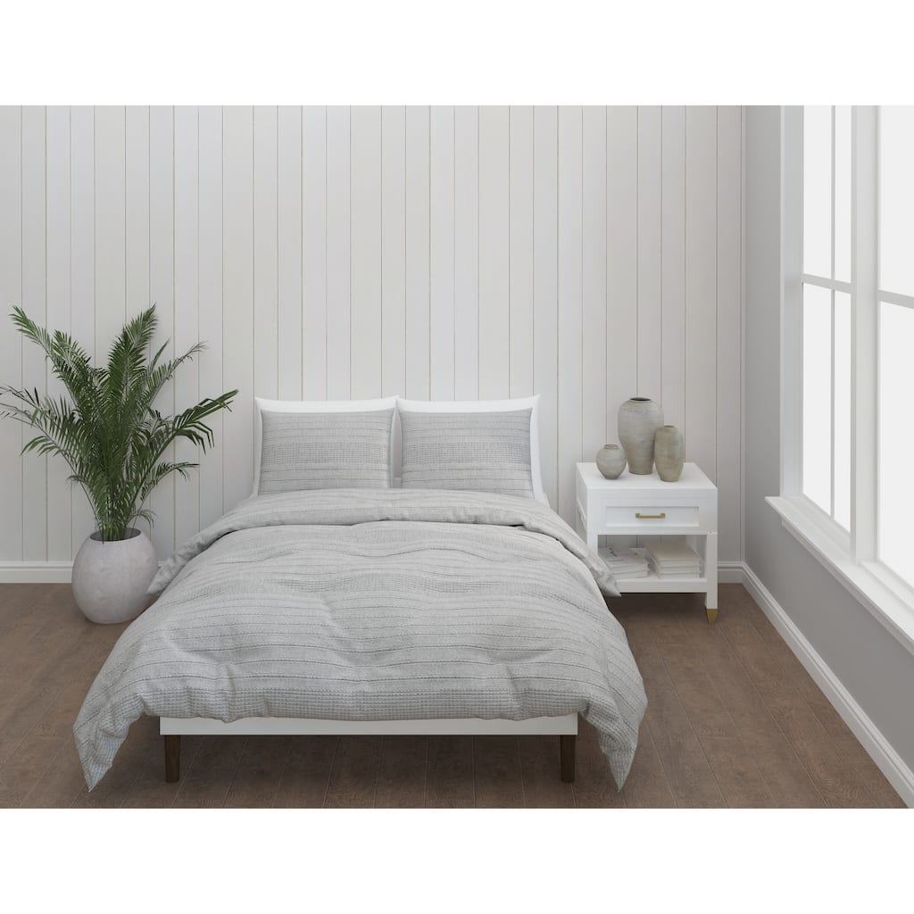 Laurel & Mayfair Waffle Textured Comforter Set, Grey