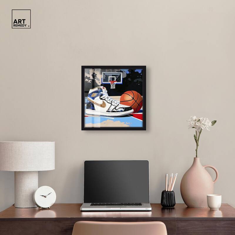 Basketball Court Blues Shadowbox by Art Remedy