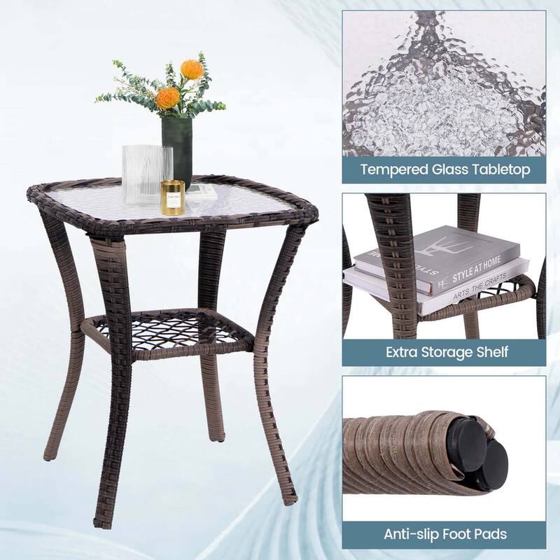 3 PCS Outdoor Swivel Rocking Bistro Set Patio Glider Rocker Chair Set