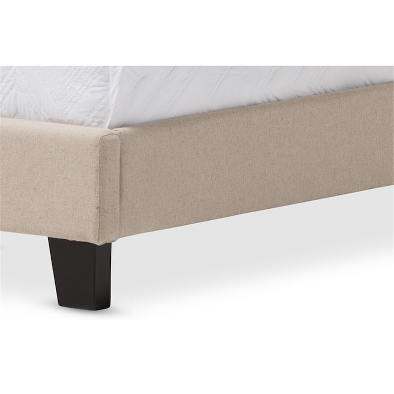 Twin Size Tufted Bed - Linen Upholstered Platform Bed - Modern Coastal Craftsman Design - Beige Bed Frame